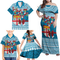 Fijian Tagimoucia Flowers Family Matching Off Shoulder Maxi Dress and Hawaiian Shirt Christmas Coquette bow LT9 - Polynesian Pride