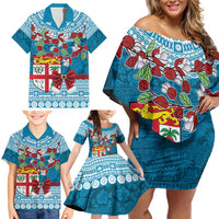 Fijian Tagimoucia Flowers Family Matching Off Shoulder Short Dress and Hawaiian Shirt Christmas Coquette bow LT9 - Polynesian Pride