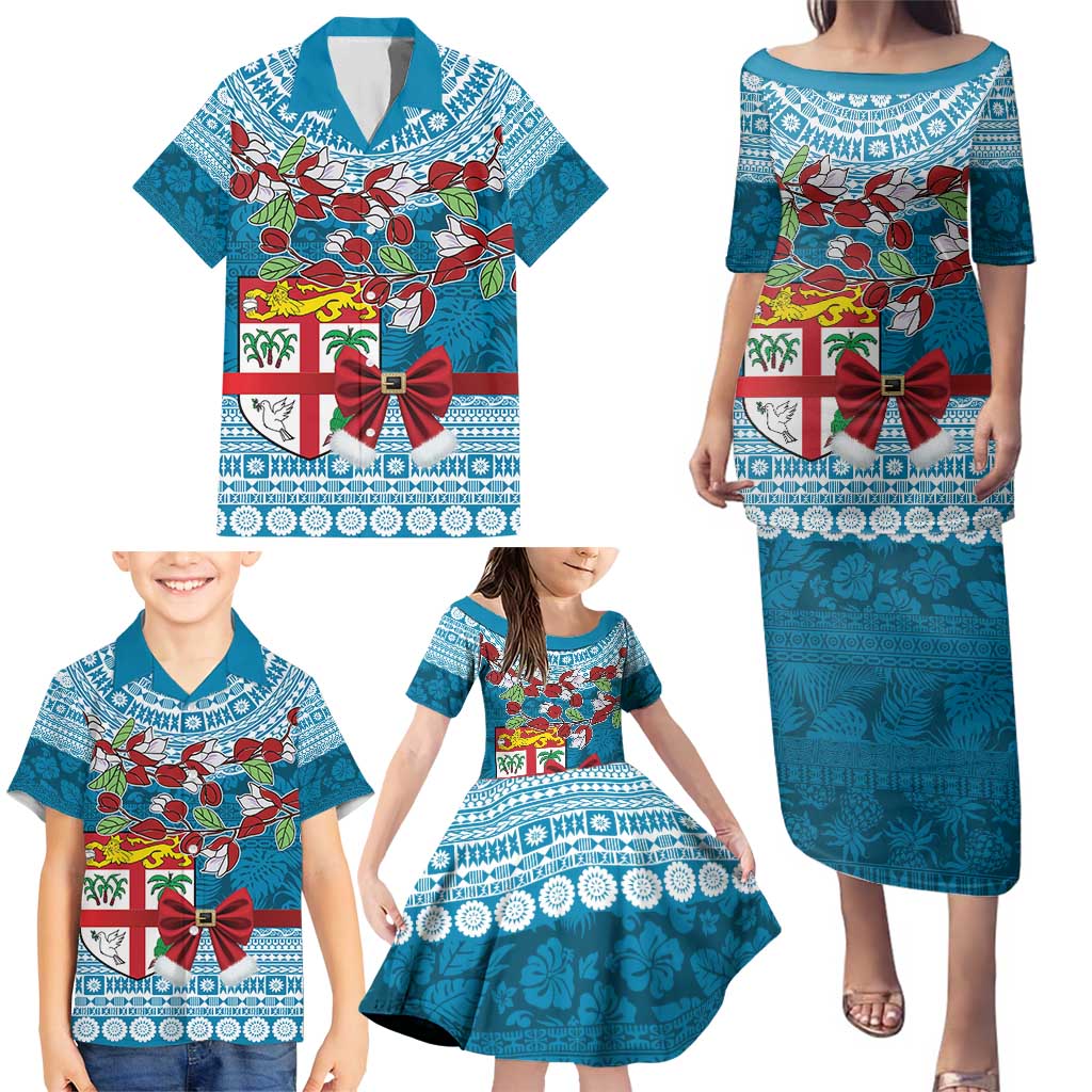 Fijian Tagimoucia Flowers Family Matching Puletasi and Hawaiian Shirt Christmas Coquette bow LT9 - Polynesian Pride