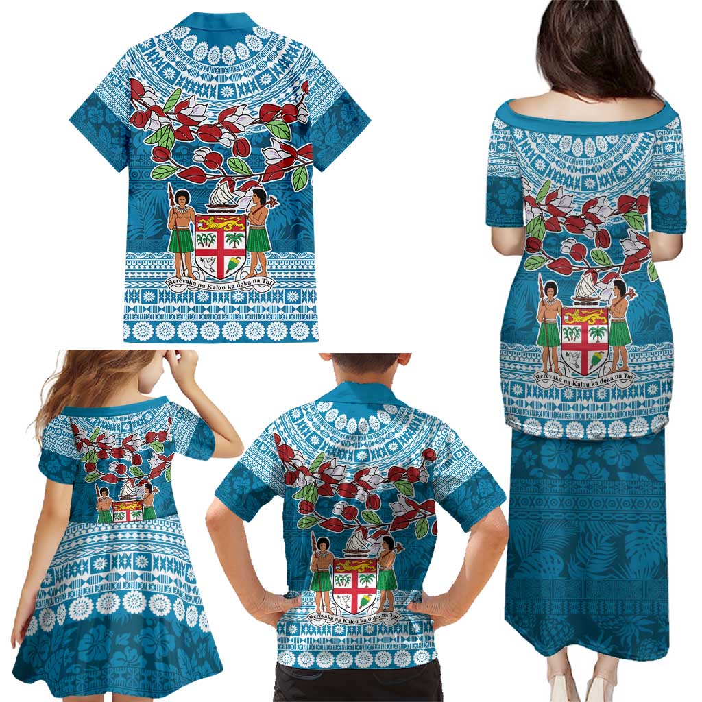 Fijian Tagimoucia Flowers Family Matching Puletasi and Hawaiian Shirt Christmas Coquette bow LT9 - Polynesian Pride