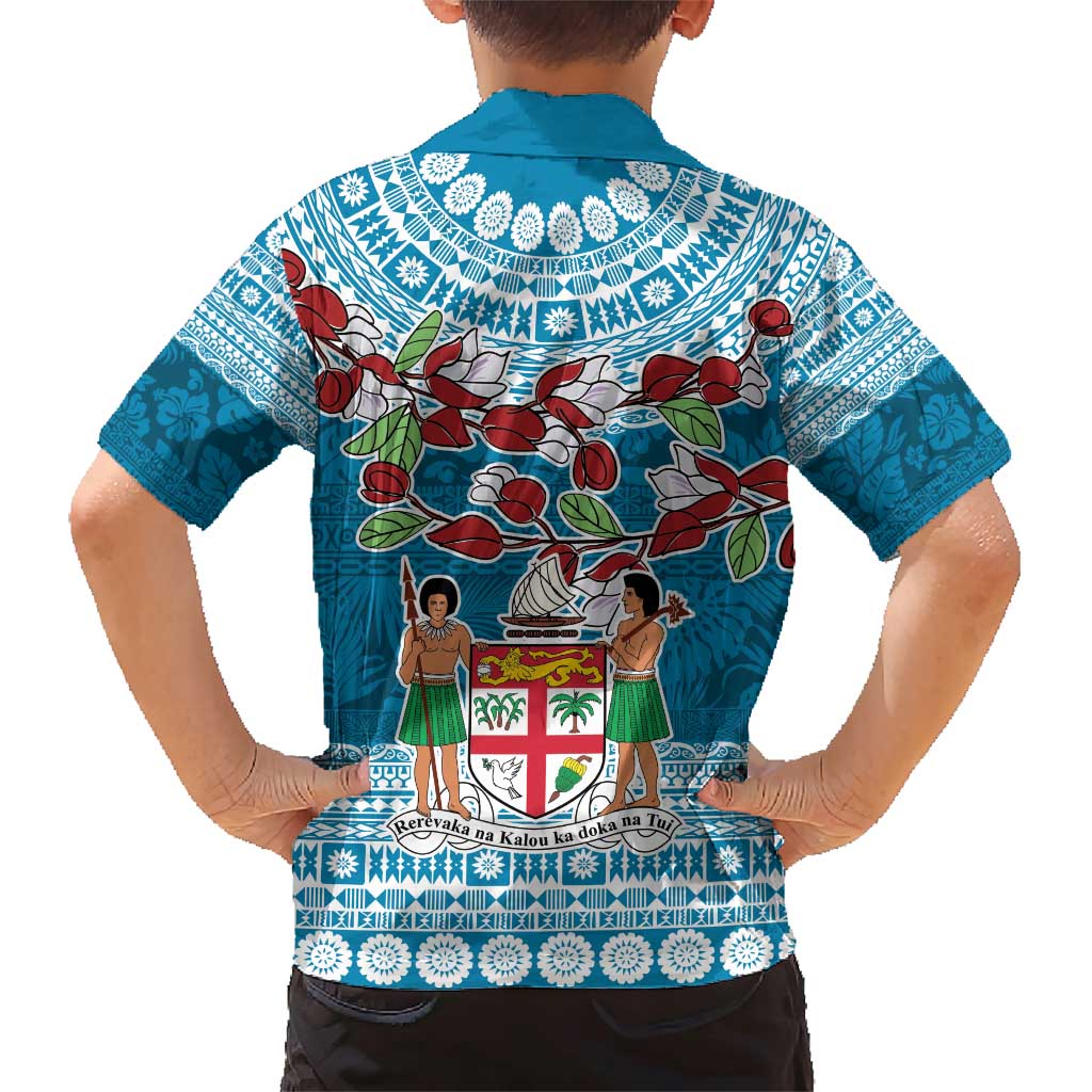 Fijian Tagimoucia Flowers Family Matching Short Sleeve Bodycon Dress and Hawaiian Shirt Christmas Coquette bow LT9 - Polynesian Pride