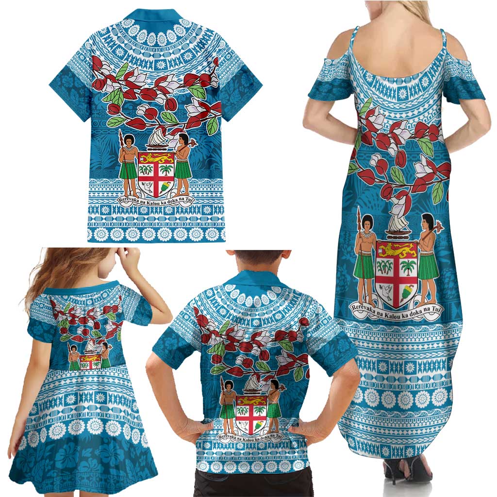 Fijian Tagimoucia Flowers Family Matching Summer Maxi Dress and Hawaiian Shirt Christmas Coquette bow LT9 - Polynesian Pride