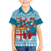 Fijian Tagimoucia Flowers Family Matching Summer Maxi Dress and Hawaiian Shirt Christmas Coquette bow LT9 Son's Shirt Blue - Polynesian Pride