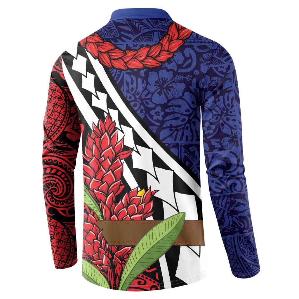 Samoan Ula Fala Flowers Button Sweatshirt Christmas Santa Belt