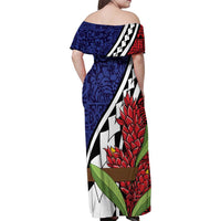 Samoan Ula Fala Flowers Family Matching Off Shoulder Maxi Dress and Hawaiian Shirt Christmas Santa Belt LT9 - Polynesian Pride