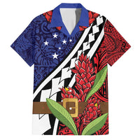 Samoan Ula Fala Flowers Family Matching Off Shoulder Short Dress and Hawaiian Shirt Christmas Santa Belt LT9 Dad's Shirt - Short Sleeve Red - Polynesian Pride