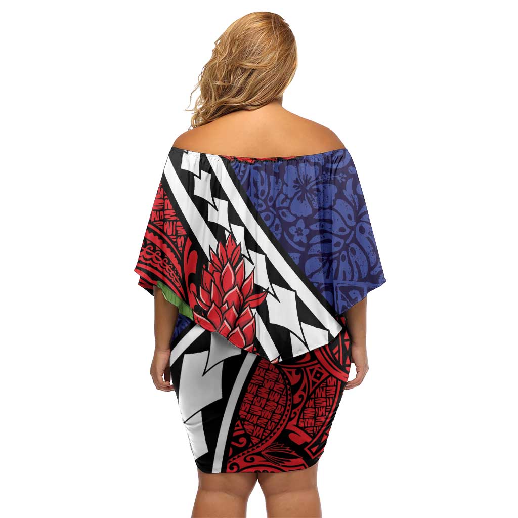 Samoan Ula Fala Flowers Family Matching Off Shoulder Short Dress and Hawaiian Shirt Christmas Santa Belt LT9 - Polynesian Pride
