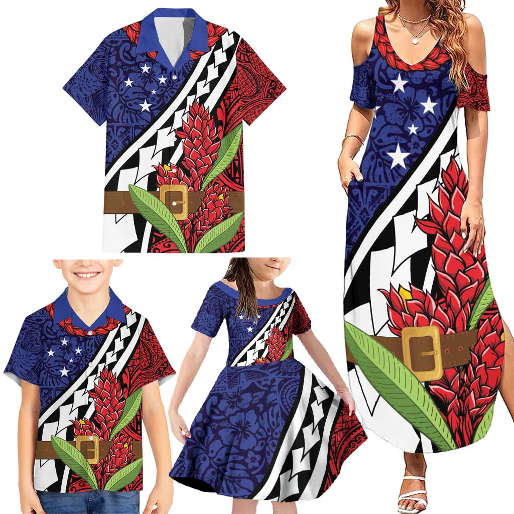 Samoan Ula Fala Flowers Family Matching Summer Maxi Dress and Hawaiian Shirt Christmas Santa Belt LT9 - Polynesian Pride