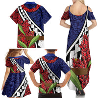 Samoan Ula Fala Flowers Family Matching Summer Maxi Dress and Hawaiian Shirt Christmas Santa Belt LT9 - Polynesian Pride