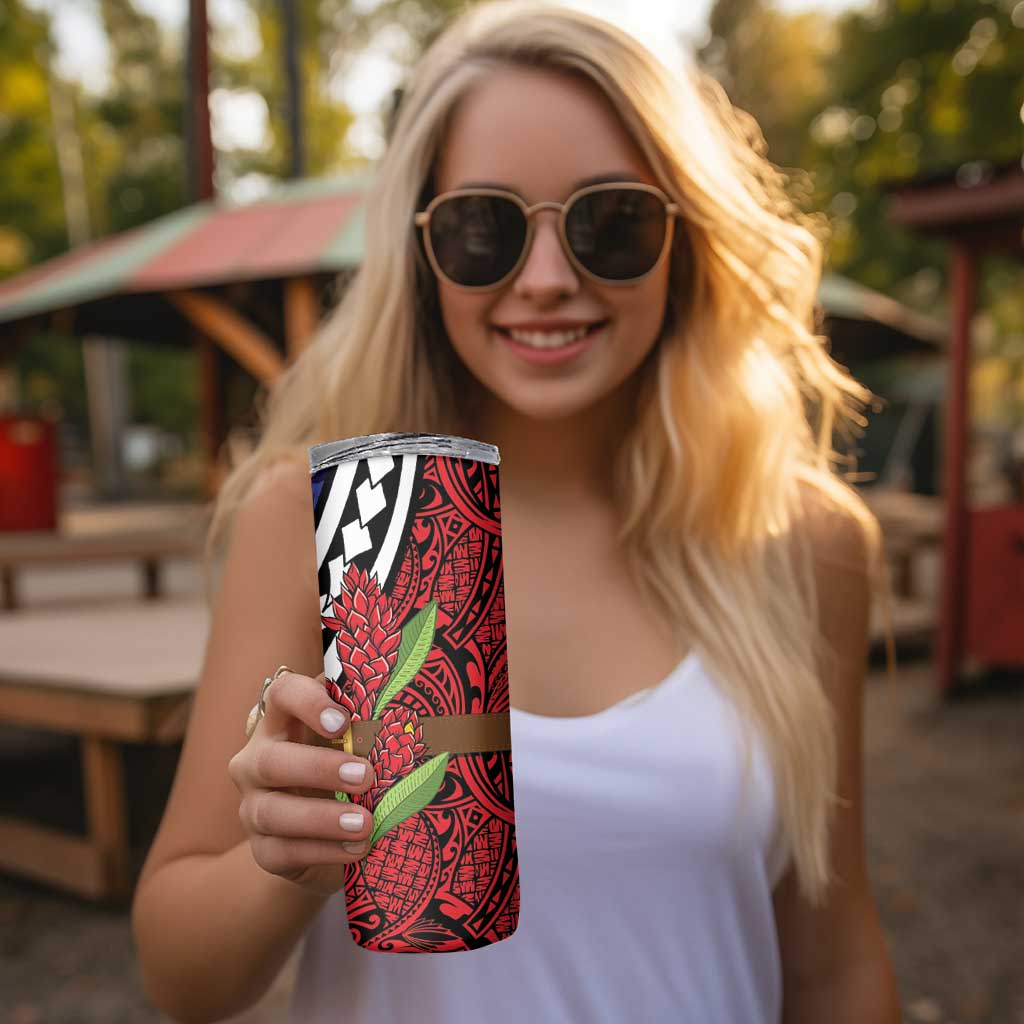 Samoan Ula Fala Flowers Skinny Tumbler Christmas Santa Belt