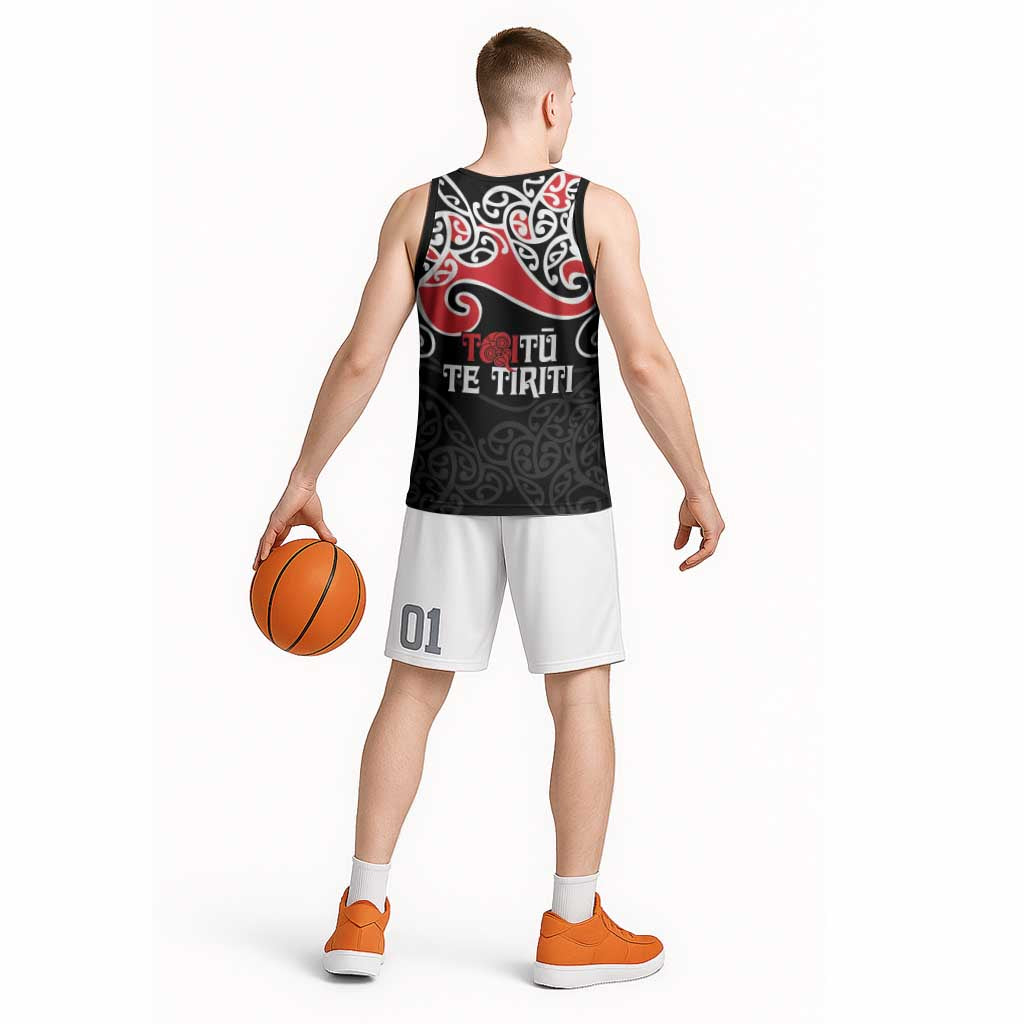 Aotearoa Toitu Te Tiriti Basketball Jersey New Zealand Stand Together Stand Stronger - Polynesian Pride
