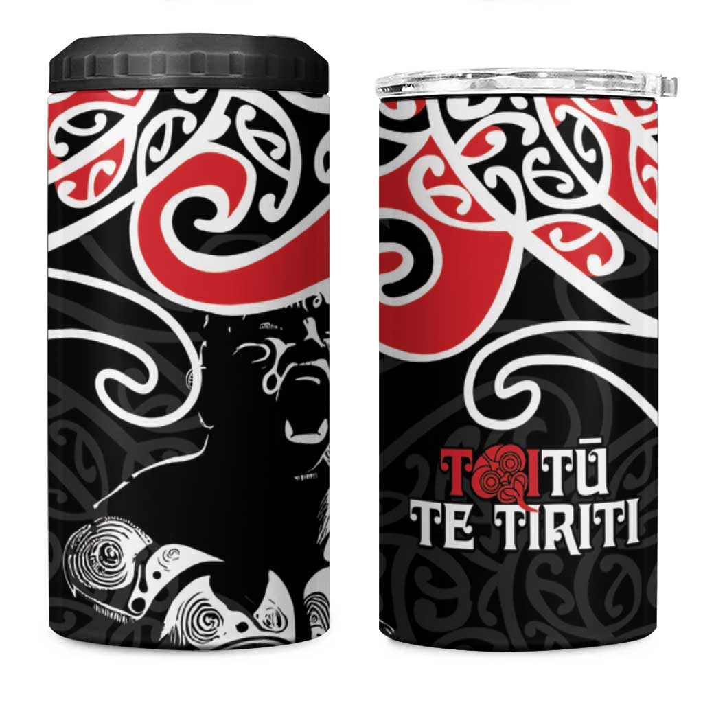 Aotearoa Toitu Te Tiriti 4 in 1 Can Cooler Tumbler New Zealand Stand Together Stand Stronger LT9 One Size: 16 oz Black - Polynesian Pride