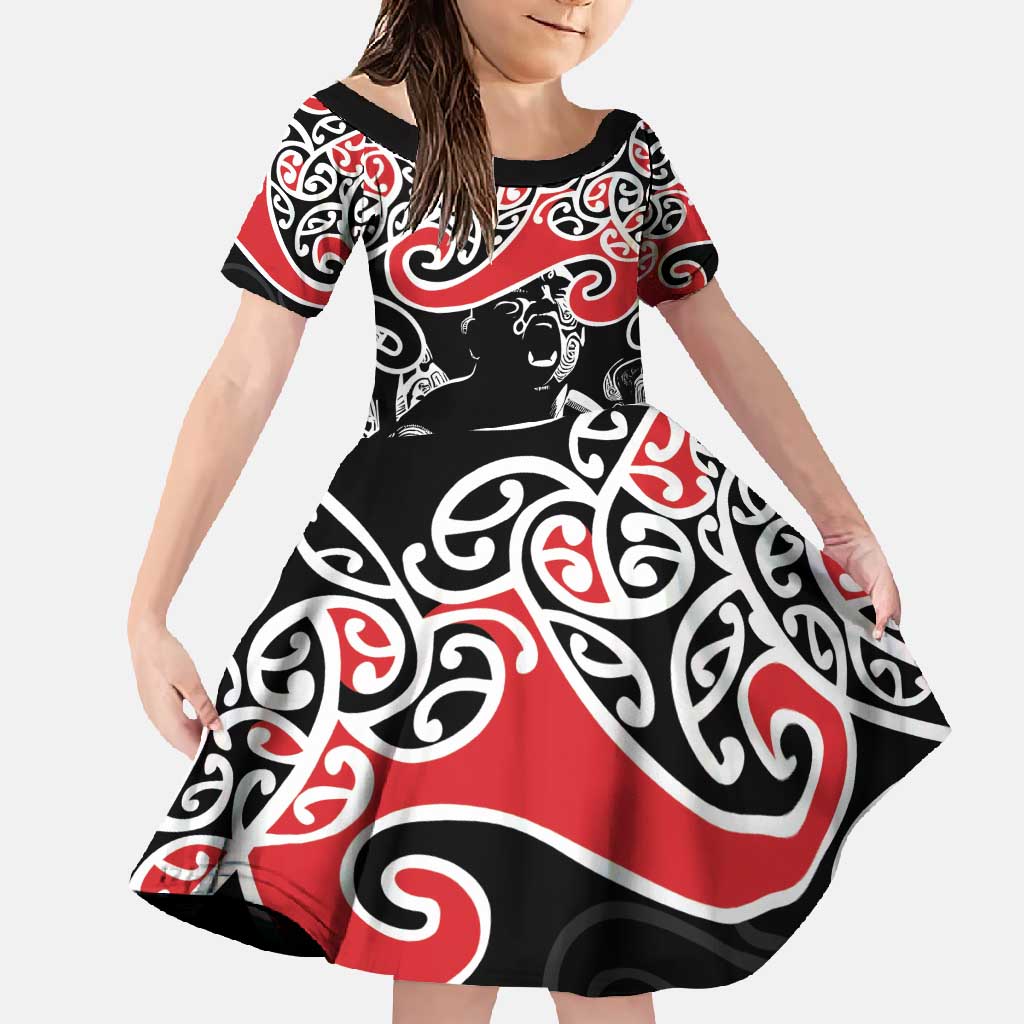 Aotearoa Toitu Te Tiriti Family Matching Off Shoulder Maxi Dress and Hawaiian Shirt New Zealand Stand Together Stand Stronger LT9 Daughter's Dress Black - Polynesian Pride