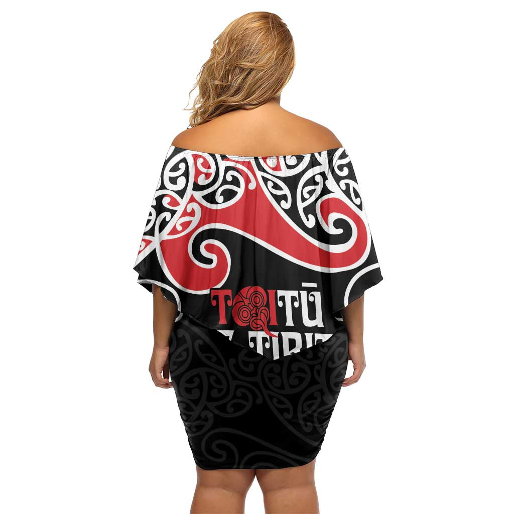Aotearoa Toitu Te Tiriti Family Matching Off Shoulder Short Dress and Hawaiian Shirt New Zealand Stand Together Stand Stronger LT9 - Polynesian Pride