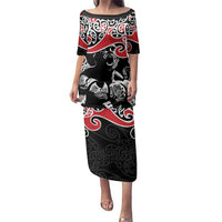 Aotearoa Toitu Te Tiriti Family Matching Puletasi and Hawaiian Shirt New Zealand Stand Together Stand Stronger LT9 Mom's Dress Black - Polynesian Pride