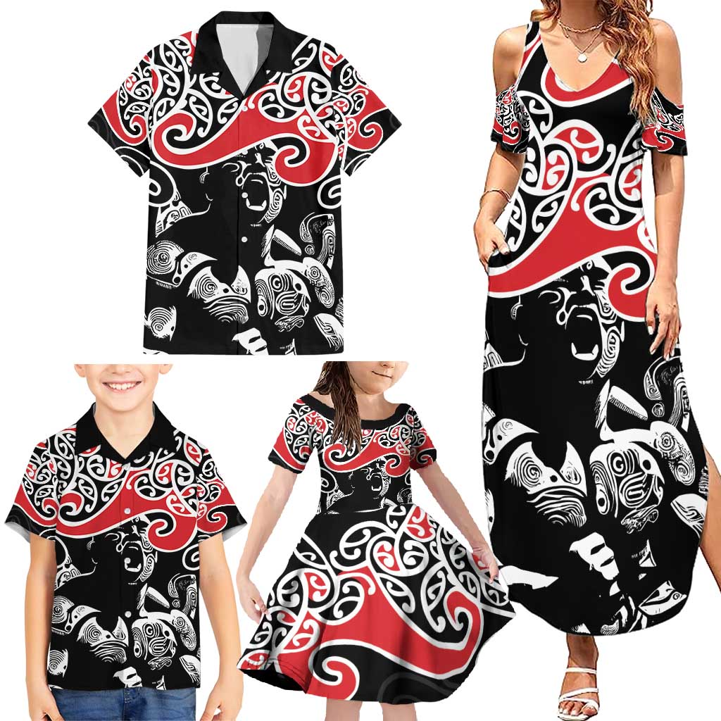 Aotearoa Toitu Te Tiriti Family Matching Summer Maxi Dress and Hawaiian Shirt New Zealand Stand Together Stand Stronger LT9 - Polynesian Pride