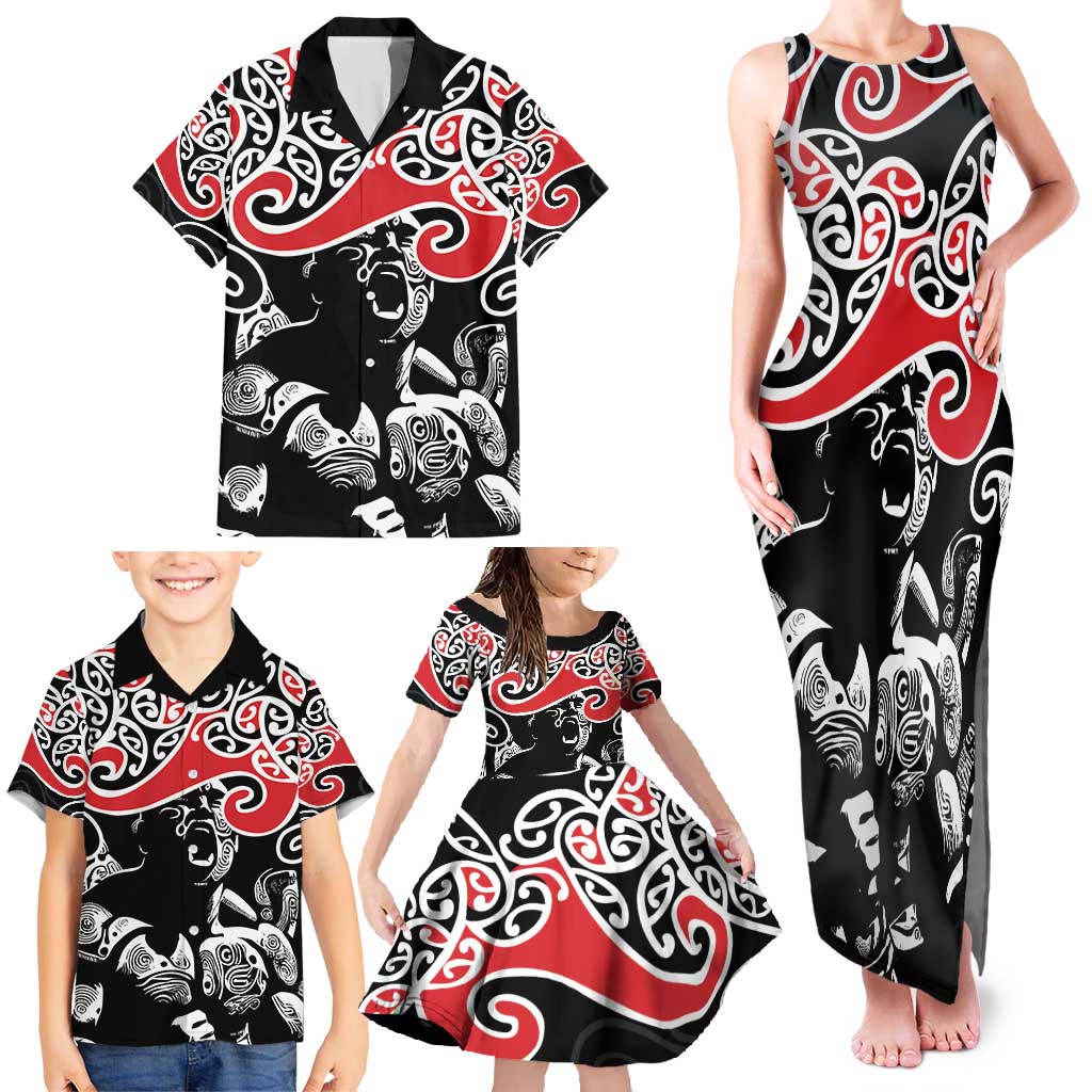 Aotearoa Toitu Te Tiriti Family Matching Tank Maxi Dress and Hawaiian Shirt New Zealand Stand Together Stand Stronger LT9 - Polynesian Pride
