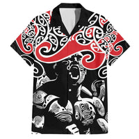 Aotearoa Toitu Te Tiriti Family Matching Tank Maxi Dress and Hawaiian Shirt New Zealand Stand Together Stand Stronger LT9 Dad's Shirt - Short Sleeve Black - Polynesian Pride