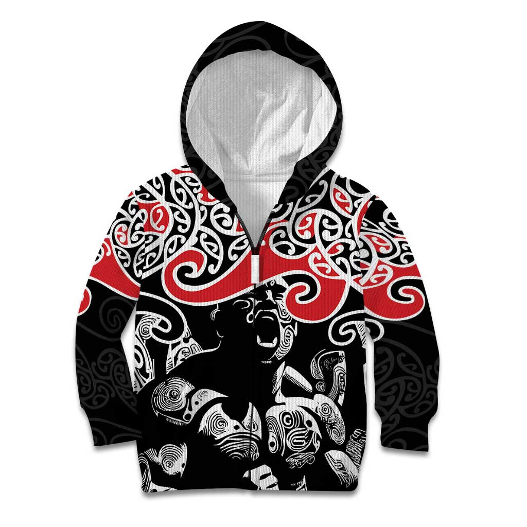 Aotearoa Toitu Te Tiriti Kid Hoodie New Zealand Stand Together Stand Stronger LT9 Zip Hoodie Black - Polynesian Pride