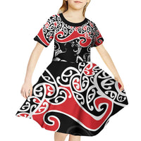 Aotearoa Toitu Te Tiriti Kid Short Sleeve Dress New Zealand Stand Together Stand Stronger LT9 - Polynesian Pride