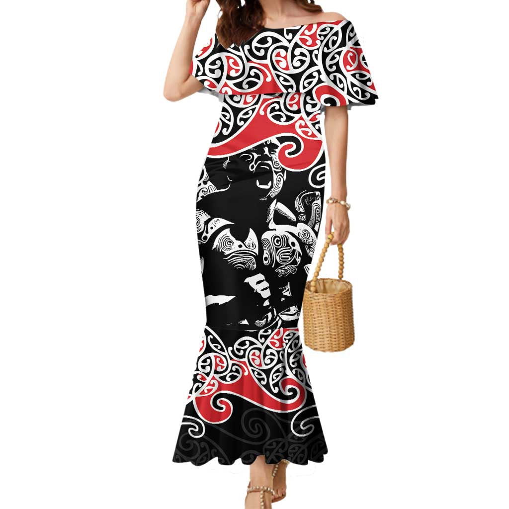 Aotearoa Toitu Te Tiriti Mermaid Dress New Zealand Stand Together Stand Stronger LT9 Women Black - Polynesian Pride
