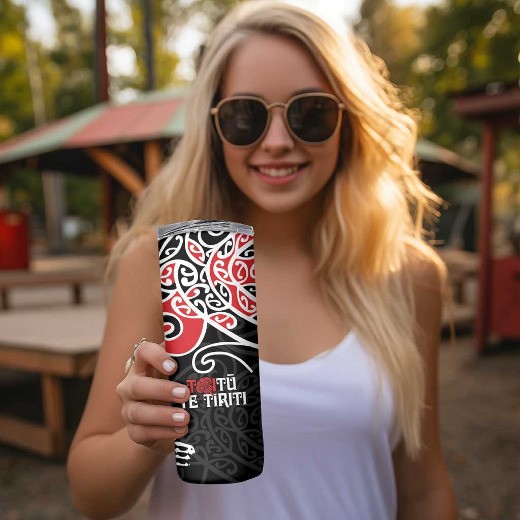 Aotearoa Toitu Te Tiriti Skinny Tumbler New Zealand Stand Together Stand Stronger LT9 - Polynesian Pride