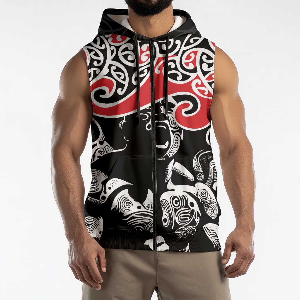 Aotearoa Toitu Te Tiriti Sleeveless Zip Hoodie New Zealand Stand Together Stand Stronger LT9 - Polynesian Pride