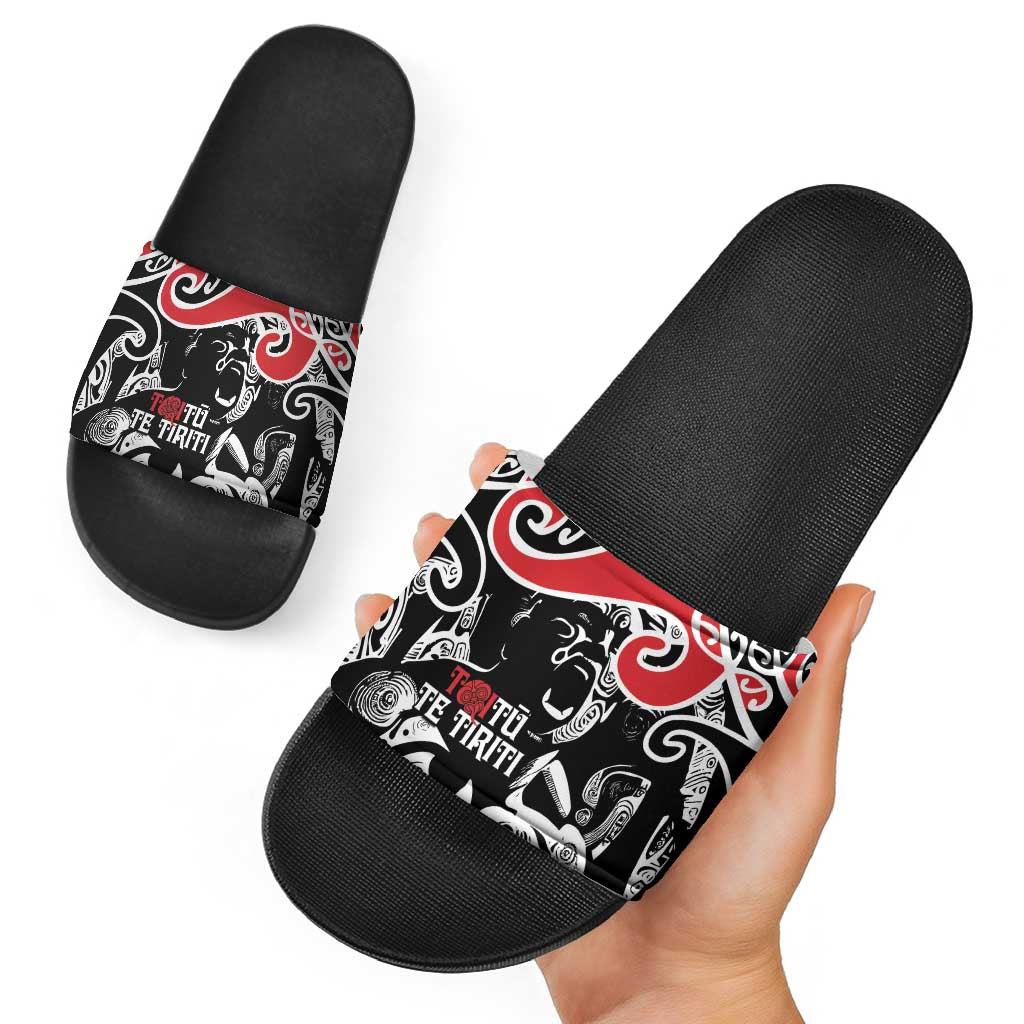 Aotearoa Toitu Te Tiriti Slide Sandals New Zealand Stand Together Stand Stronger - Polynesian Pride
