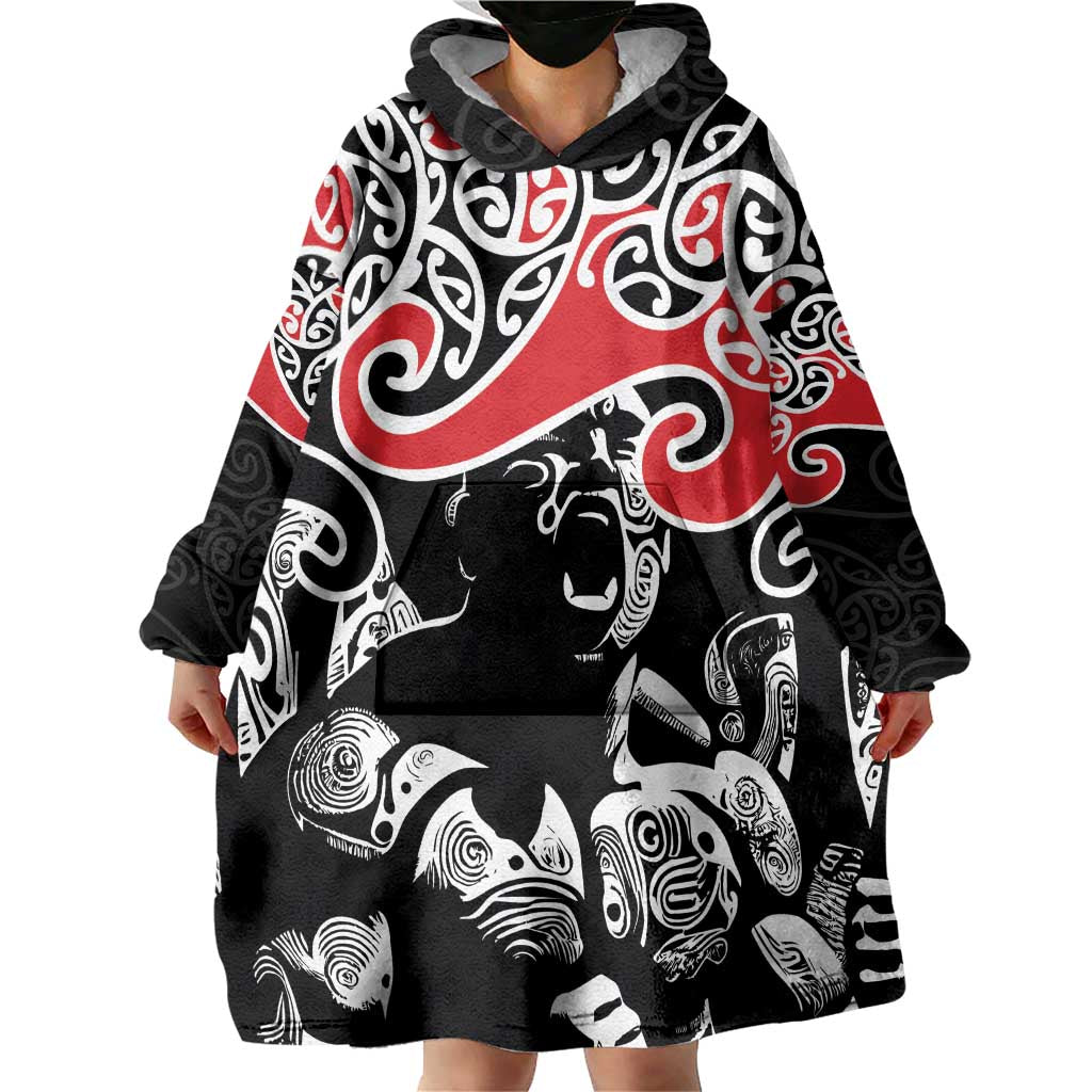 Aotearoa Toitu Te Tiriti Wearable Blanket Hoodie New Zealand Stand Together Stand Stronger LT9 - Polynesian Pride