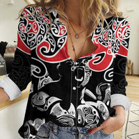 Aotearoa Toitu Te Tiriti Women Casual Shirt New Zealand Stand Together Stand Stronger LT9 Female Black - Polynesian Pride