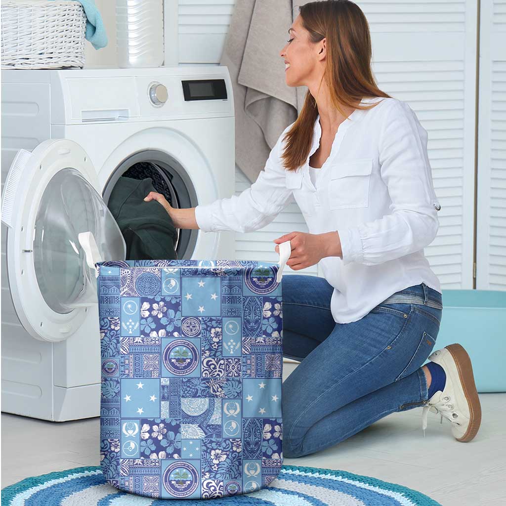 Federated States of Micronesia Merry Christmas Laundry Basket Pacific Patchwork Xmas Vibes - Polynesian Pride