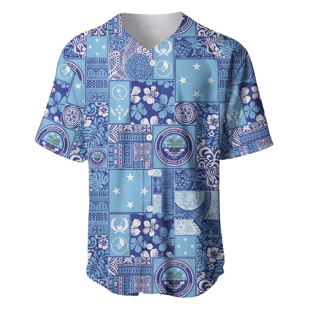 Federated States of Micronesia Merry Christmas Baseball Jersey Pacific Patchwork Xmas Vibes - Polynesian Pride