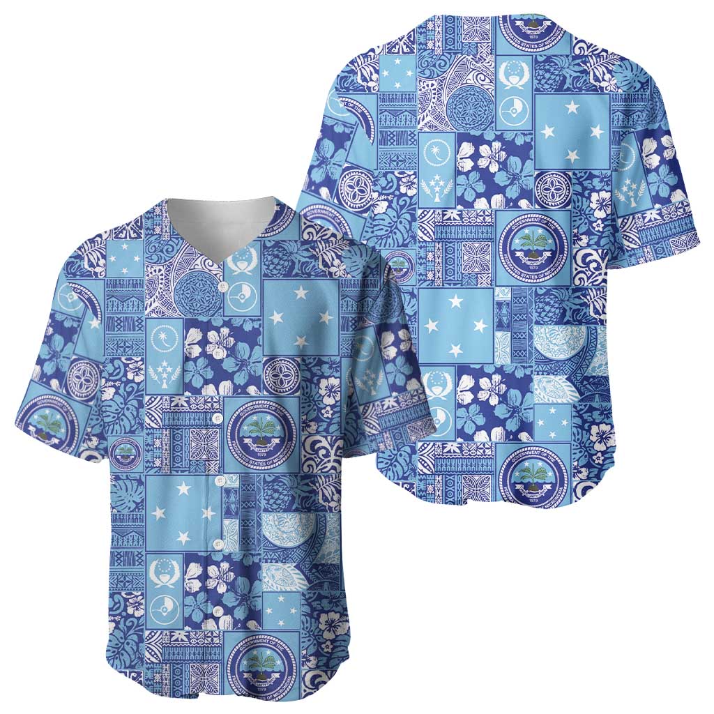 Federated States of Micronesia Merry Christmas Baseball Jersey Pacific Patchwork Xmas Vibes - Polynesian Pride