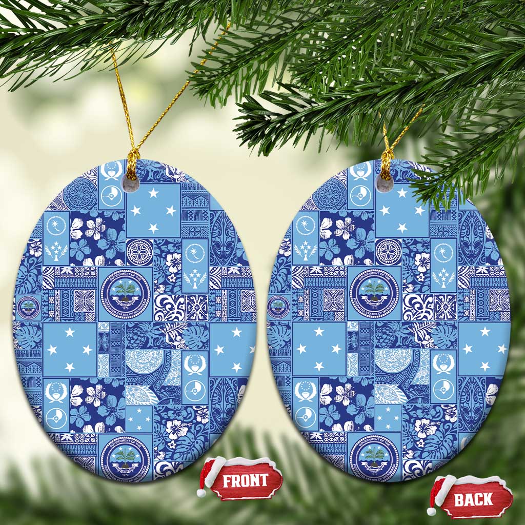 Federated States of Micronesia Merry Christmas Ceramic Ornament Pacific Patchwork Xmas Vibes - Polynesian Pride