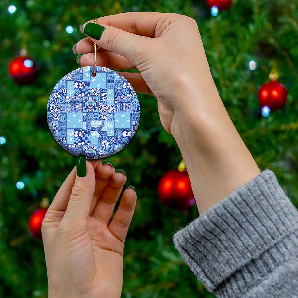 Federated States of Micronesia Merry Christmas Ceramic Ornament Pacific Patchwork Xmas Vibes - Polynesian Pride
