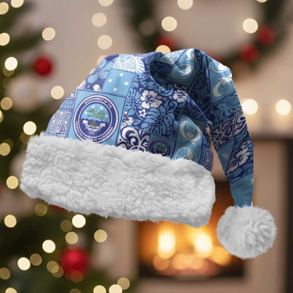 Federated States of Micronesia Merry Christmas Santa Hat Pacific Patchwork Xmas Vibes - Polynesian Pride