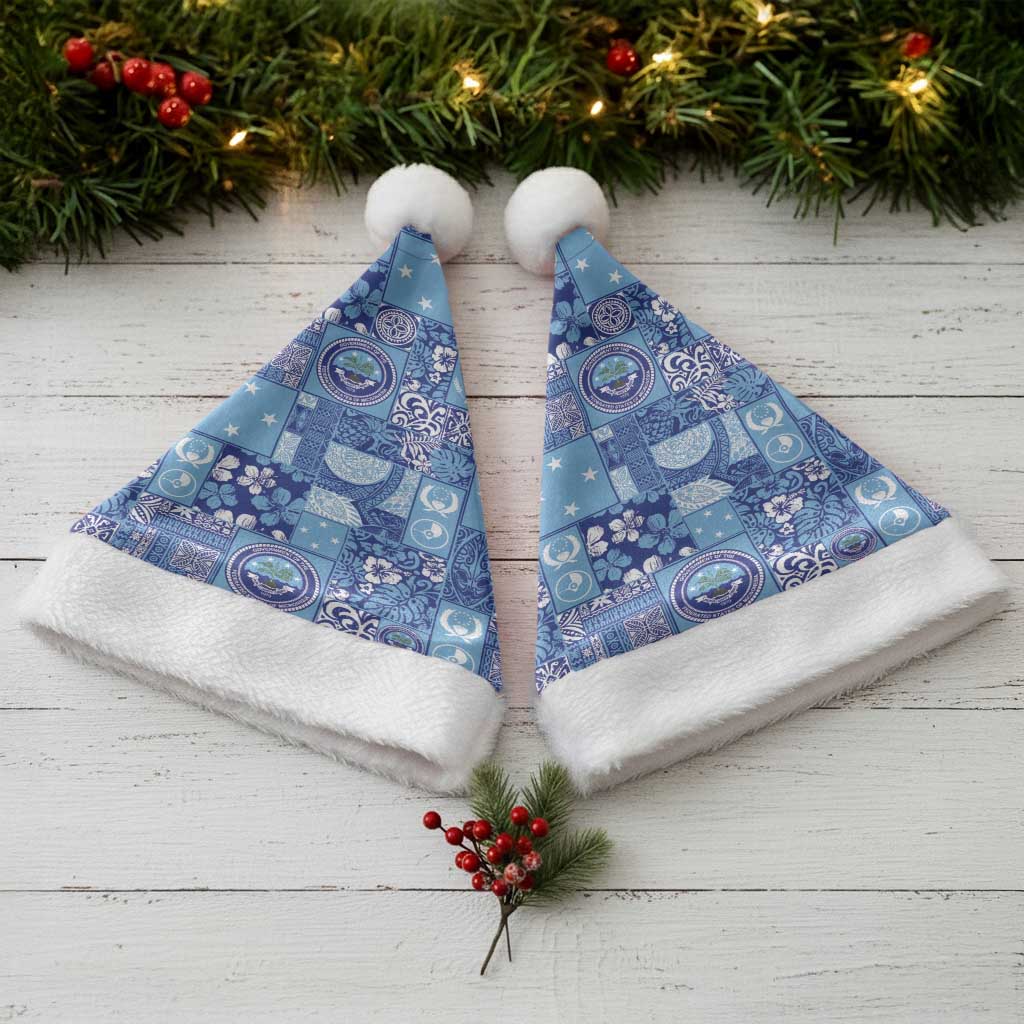 Federated States of Micronesia Merry Christmas Santa Hat Pacific Patchwork Xmas Vibes - Polynesian Pride