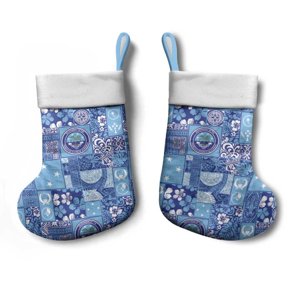 Federated States of Micronesia Merry Christmas Stocking Pacific Patchwork Xmas Vibes - Polynesian Pride