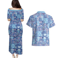 Federated States of Micronesia Merry Christmas Couples Matching Puletasi and Hawaiian Shirt Pacific Patchwork Xmas Vibes - Polynesian Pride
