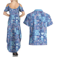 Federated States of Micronesia Merry Christmas Couples Matching Summer Maxi Dress and Hawaiian Shirt Pacific Patchwork Xmas Vibes - Polynesian Pride