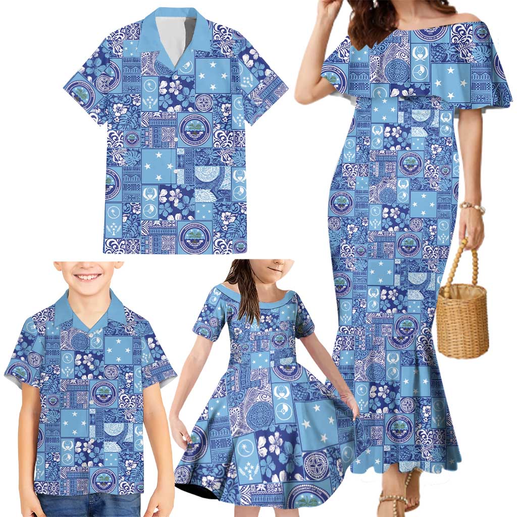 Federated States of Micronesia Merry Christmas Family Matching Mermaid Dress and Hawaiian Shirt Pacific Patchwork Xmas Vibes LT9 - Polynesian Pride