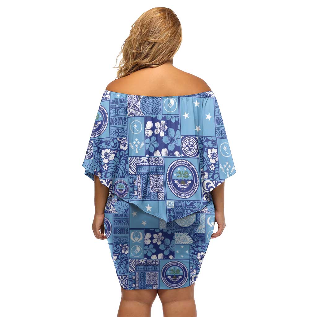 Federated States of Micronesia Merry Christmas Family Matching Off Shoulder Short Dress and Hawaiian Shirt Pacific Patchwork Xmas Vibes LT9 - Polynesian Pride