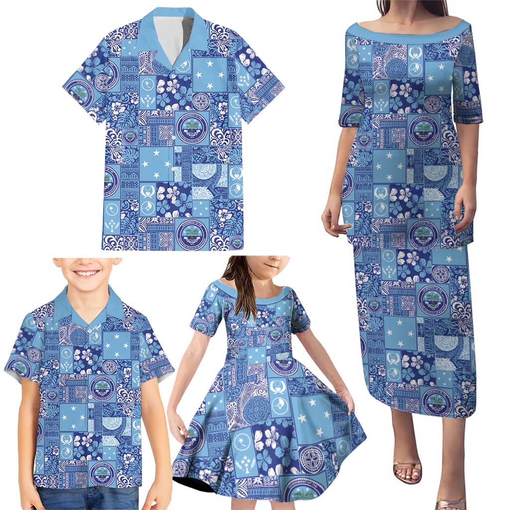 Federated States of Micronesia Merry Christmas Family Matching Puletasi and Hawaiian Shirt Pacific Patchwork Xmas Vibes - Polynesian Pride