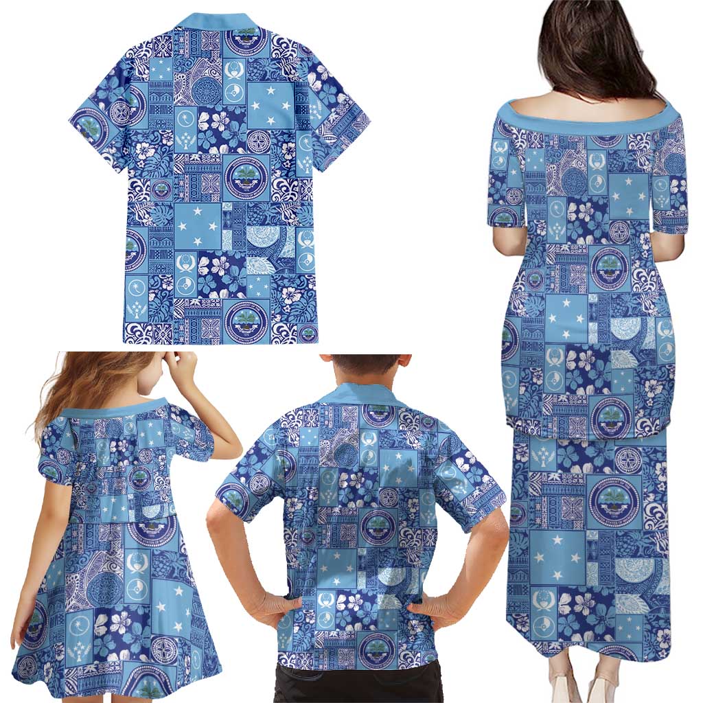 Federated States of Micronesia Merry Christmas Family Matching Puletasi and Hawaiian Shirt Pacific Patchwork Xmas Vibes - Polynesian Pride