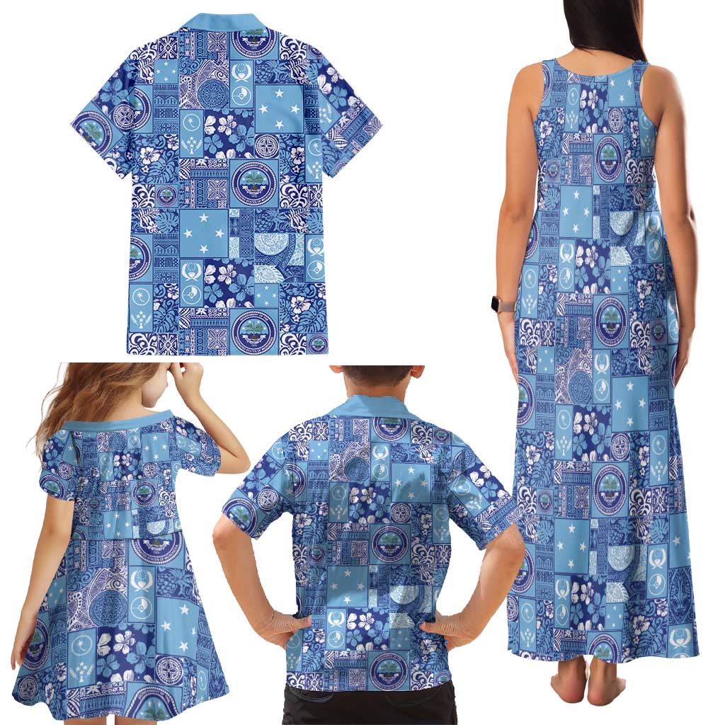 Federated States of Micronesia Merry Christmas Family Matching Tank Maxi Dress and Hawaiian Shirt Pacific Patchwork Xmas Vibes LT9 - Polynesian Pride
