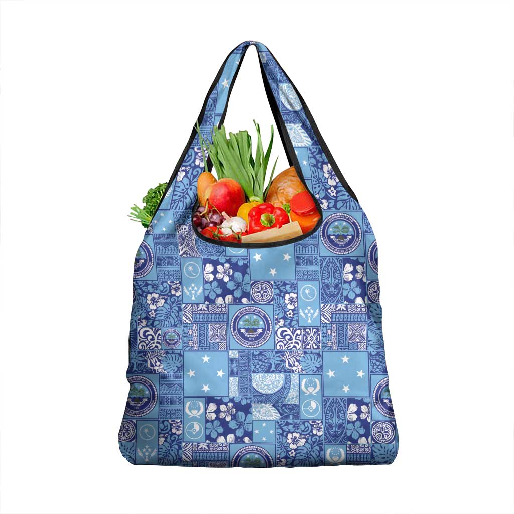 Federated States of Micronesia Merry Christmas Grocery Bag Pacific Patchwork Xmas Vibes - Polynesian Pride