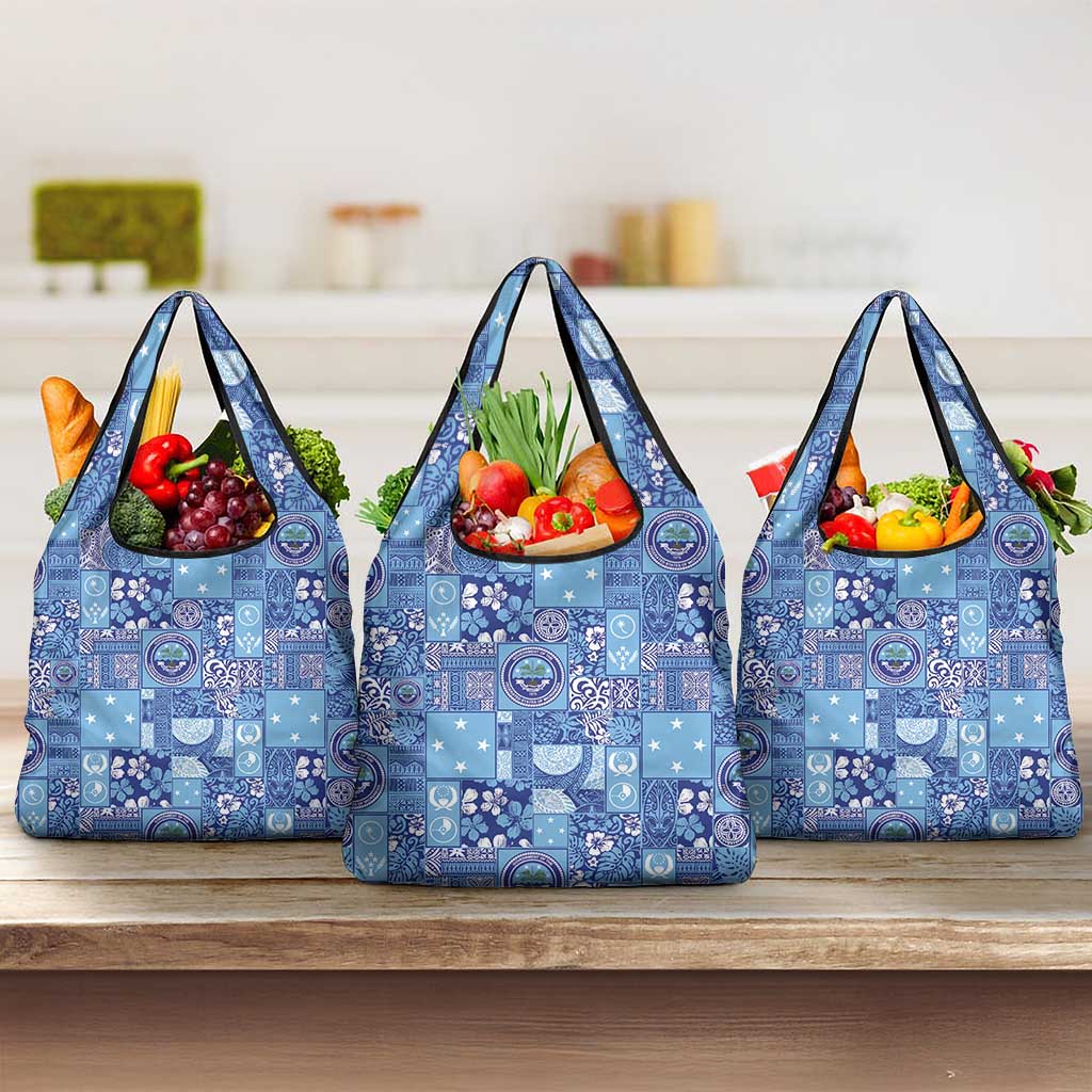 Federated States of Micronesia Merry Christmas Grocery Bag Pacific Patchwork Xmas Vibes - Polynesian Pride