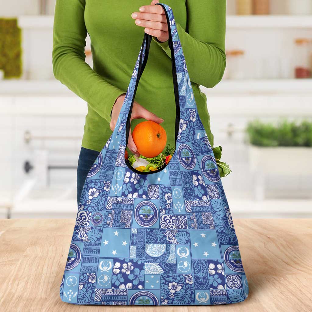 Federated States of Micronesia Merry Christmas Grocery Bag Pacific Patchwork Xmas Vibes - Polynesian Pride
