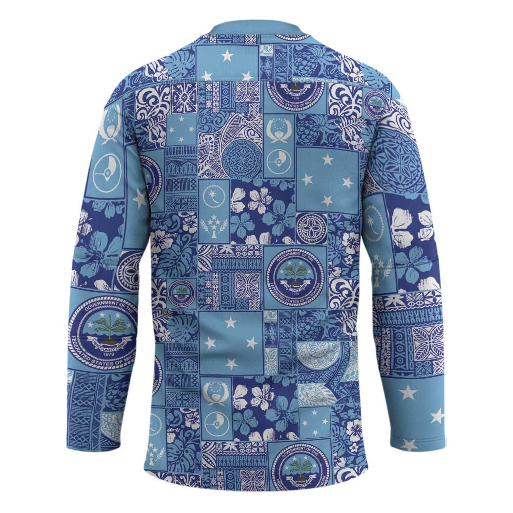 Federated States of Micronesia Merry Christmas Hockey Jersey Pacific Patchwork Xmas Vibes - Polynesian Pride