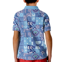 Federated States of Micronesia Merry Christmas Kid Polo Shirt Pacific Patchwork Xmas Vibes - Polynesian Pride